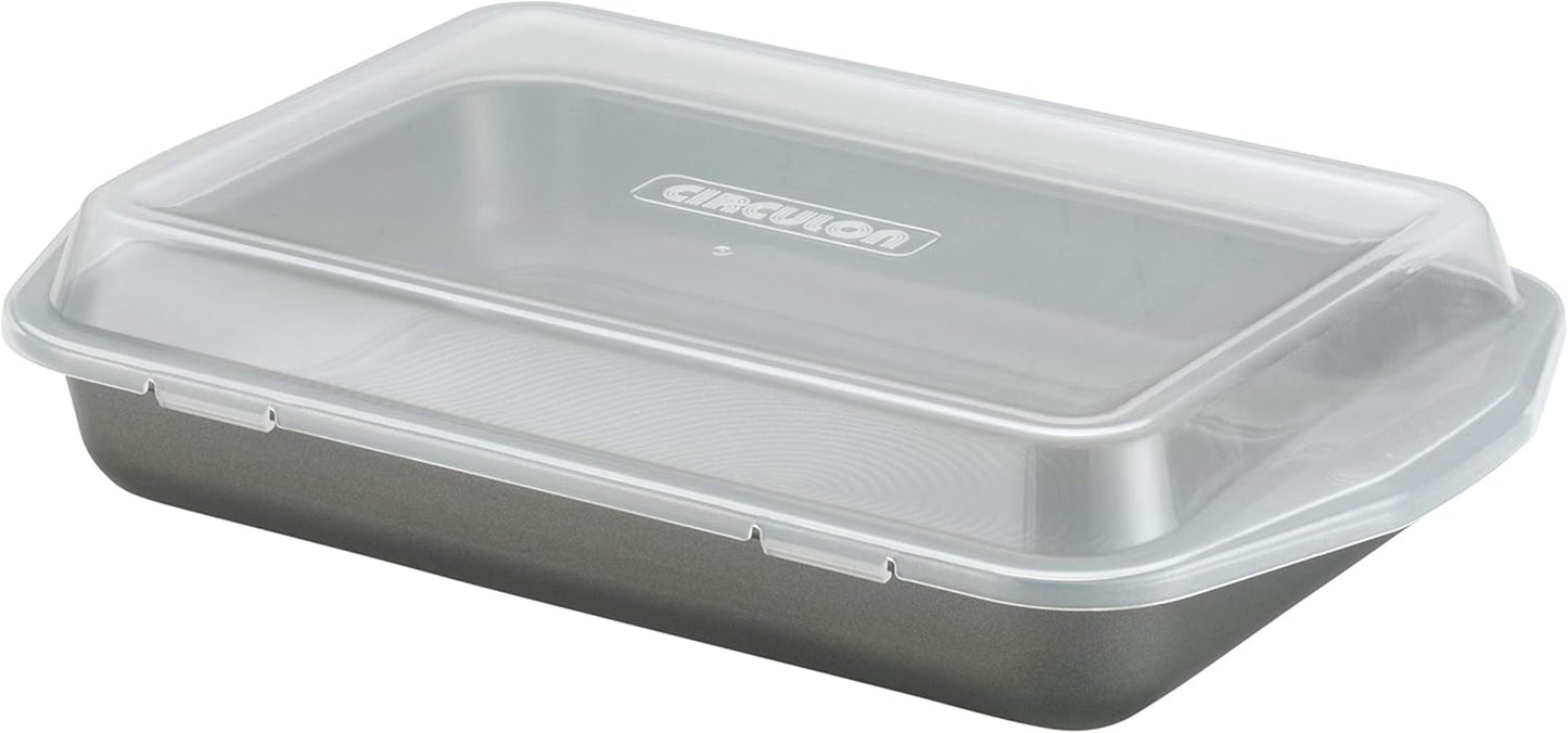 Circulon Total Nonstick Baking Pan with Lid, Rectangle 9 Inch x 13 Inch, Gray Nonstick Cake Pan
