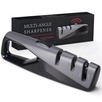 Knife Sharpener with 5 Adjustable Angle, Coarse & Fine Knife Sharpener Tool, Handheld Manual Knives Sharpener for All Knives Including Kitchen Knives, Pocket, Scissors