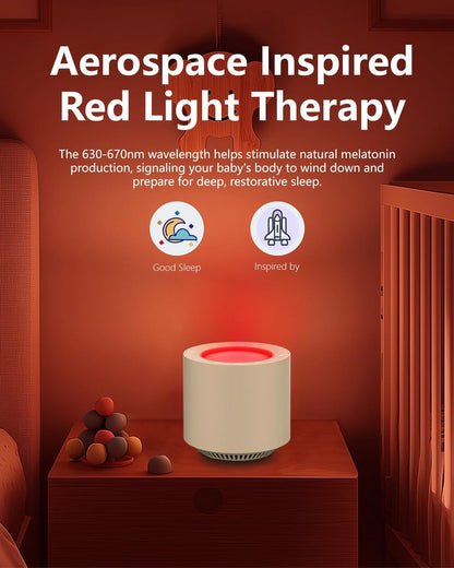 PureNurt White Noise Sound Machine: Red Light Therapy Sleep Sound Machine with 38 Soothing Sounds & Calming Womb Soother, Memory Function, Dimmable Nursery Night Light with Timer for Baby Adult Gift
