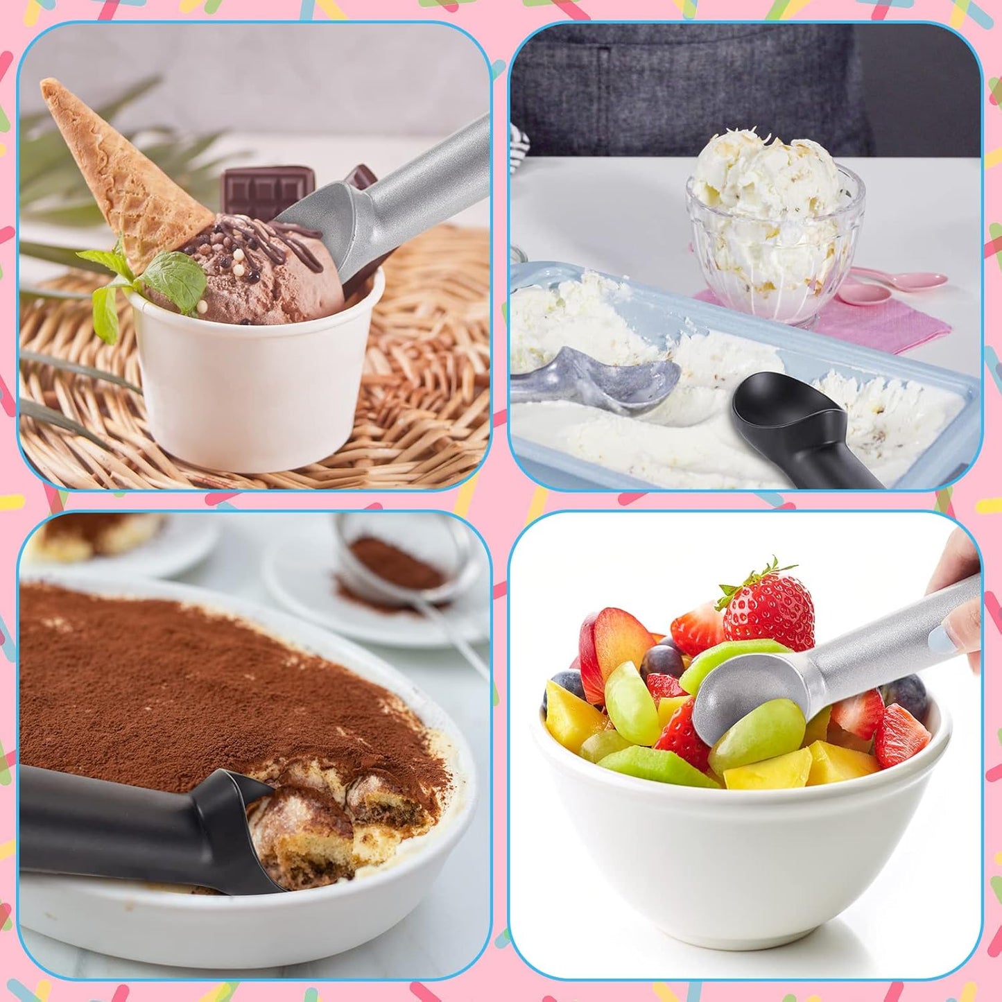 12 7 Inch Frozen Gejoy Pcs Ice Cream Scoop Nonstick Anti Freeze Ice Cream Scooper Aluminum Design Dessert Spoon