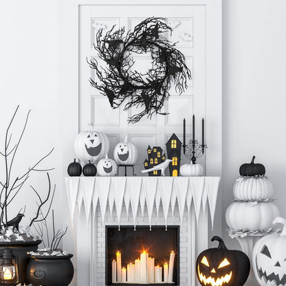 Cindeer 14 Inches Black Halloween Crow Wreath with Glitter Crow Decorations