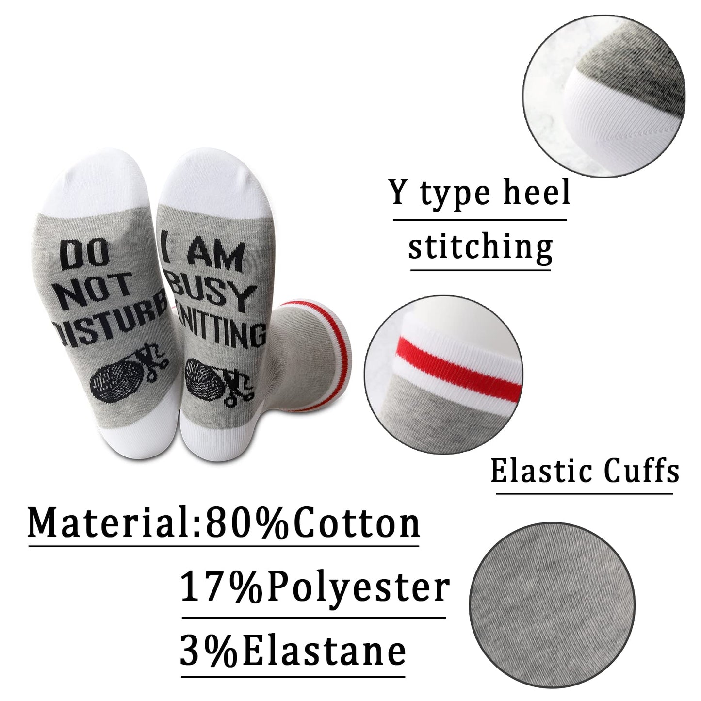 JXGZSO Do Not Disturb I Am Busy Knitting Novelty Socks - Funny Gift for Mom, Grandma, Knitting Lovers