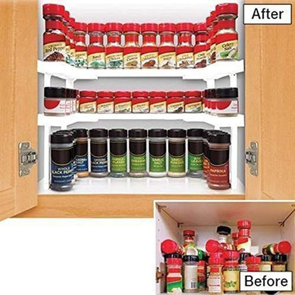 Adjustable Spice Shelf Organizer - Quality Kitchen Spice Rack, Makeup Cosmetics Stand, Bathroom Organizer
