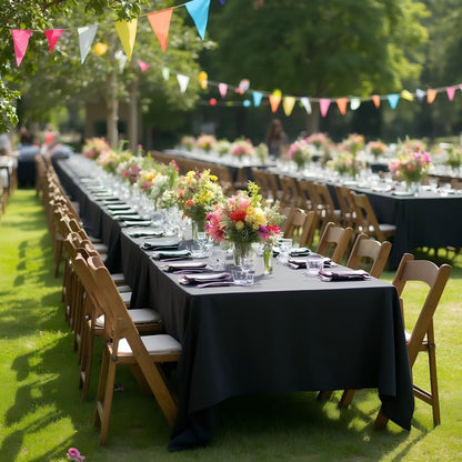 sancua Black Tablecloths for 6 Foot Rectangle Tables, 8 Pack - Washable Polyester Fabric Table Cloth, Reusable Table Covers for Wedding Party, Birthday, Banquet Reception, 54x108 Inch