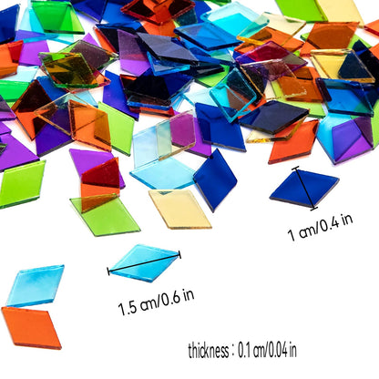 HJRTIUOH 520pcs/100g Diamond Mosaic Tiles, High Transparency Stained Glass Mosaic Tiles, DIY Handmade Lampshade Artwork and Stained Glass Projects, Deep Blue