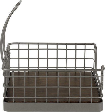 Spectrum Madison Weighted Napkin Holder - Industrial Gray Dispenser & Décor for Kitchen, Dining Room, Outdoor