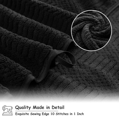18 Set-6 Sheets,6 Towels,6 Set Pcs Black Woven Family Towels Bath Hand Washcloths Soft Polyester Towels Absorbent