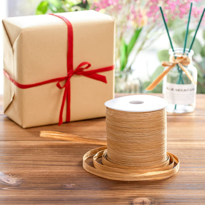 Whaline 229 Yards Raffia Paper Ribbon Christmas Kraft Craft Packing Paper Twine Festival Gift Wrapping DIY Crafts Ribbon for Decoration and Weaving, 1/4 inch Width