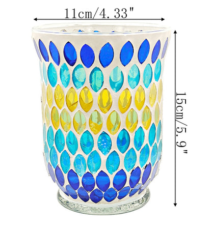 Maimeili Glass Candlestick Romantic Mosaic Broken Candlelight Aromatherapy Candle Cup for Valentine's Day Christmas Thanksgiving Tables Center of Party Decorations(NO Candles)