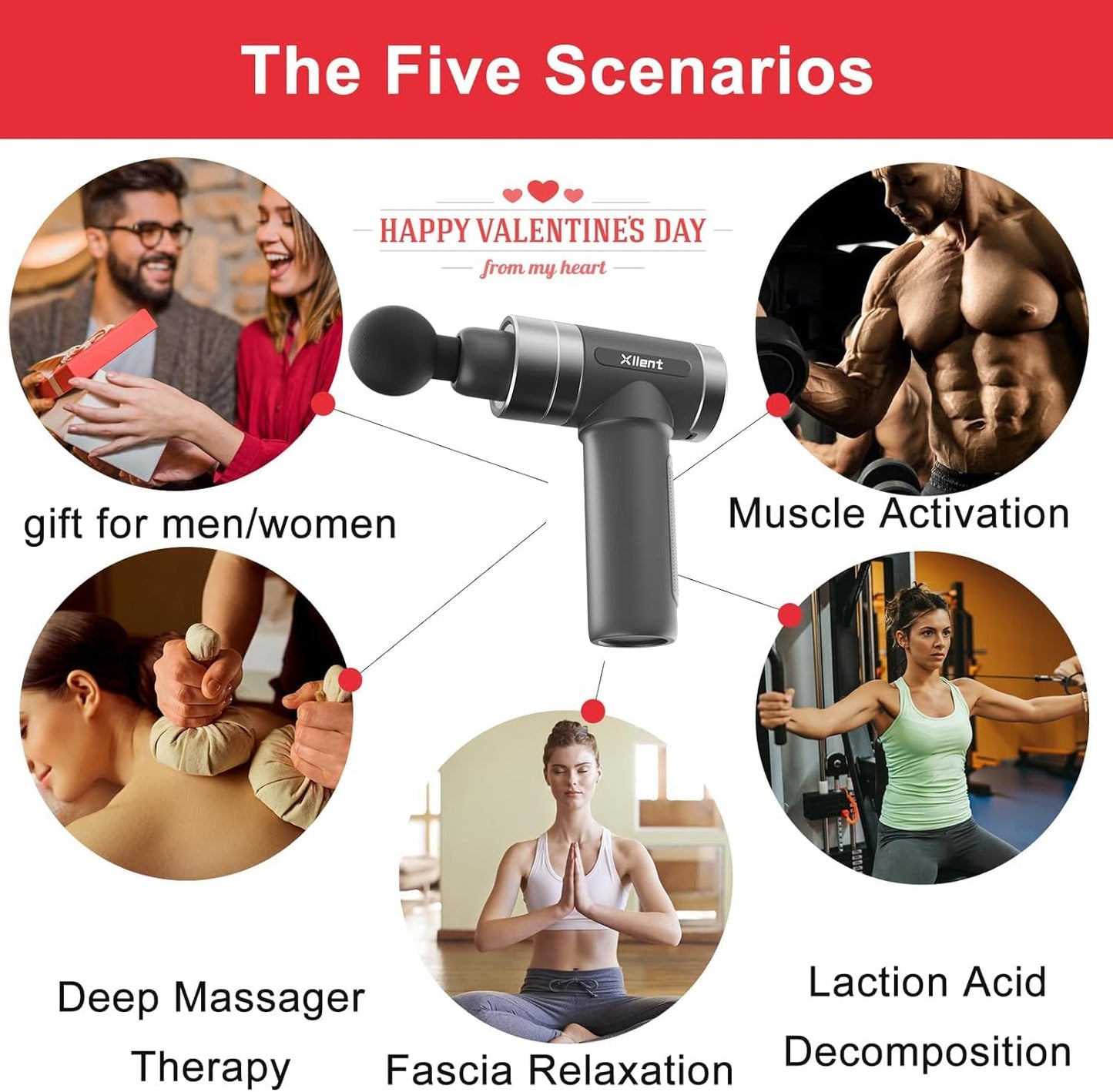 Xllent Mothers Day Gifts for Mom - Gifts for Mom,Massage Gun Deep Tissue Portable Super Quiet Electric Percussion Muscle Massager - Mothers Day,Mothers Day Gifts for Wife(Gray)