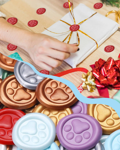 Gold Paw Wax Seal Stickers-40PCS Bulk Self-Adhesive Vintage Sealing Stickers for Envelopes, Letter, Invitations, Gift Wrapping, Scrapbooking – Cute Animal Footprint Design(