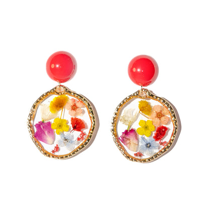 Handmade Real Pressed Flower Earrings for Women, Dainty Hypoallergenic Sterling Silver Floral Dangle Earrings, Unique Resin Botanical Jewelry Gift for Ladies, Parties, Easter, Christmas & Birthday