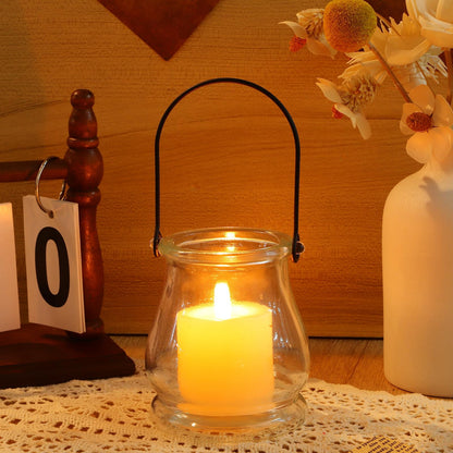 Angoily 4pcs Hanging Glass Candle Holders with Handles Clear Glass Vase Hydroponic Planters Home Decorative Candlesticks