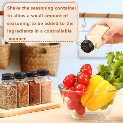 Bokon 48 Pack Glass Salt Shaker Bulk with Stainless Lids 2.7oz Small Spice Shaker for Kitchen Restaurants and Catering Wedding Party Supplies(Black,Classic)