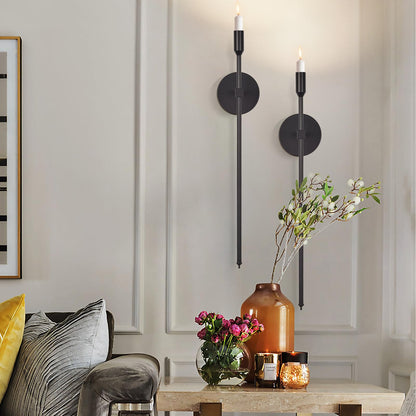 Black Candle Sconces Long Wall Candle Holder, Set of 2 Large Wall Candle Sconce Modern Chic Home Decor for Bedroom, Dining Room, Living Room 23"
