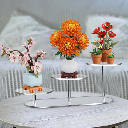 NiHome Display Stand for LEGO Botanical Collection Sets, Clear Acrylic 3-Tier Stepped Riser for Collectibles Figures Tabletop Plants Perfume Cupcakes, Room Decor, Tool-Free Quick Assembly, 2 Pack