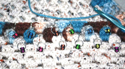 12 Numbered STITCH MARKERS for Knitting and Crochet, Progress Keepers. Locking, Removable, Crochet Earrings