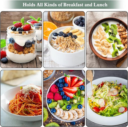 2-Tier Oatmeal Yogurt Containers, Cereal Cup with Lids and Spoon, Stainless Steel Insulated Food Containers
