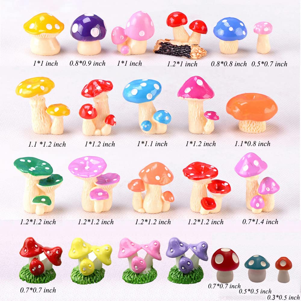 JKanruh 80 Pcs Miniature Resin Mushroom,Cute Mushrooms Fairy Garden Moss Landscape Ornaments for Outdoor Decoration,Home Décor,Cake Decoration,DIY Crafts …
