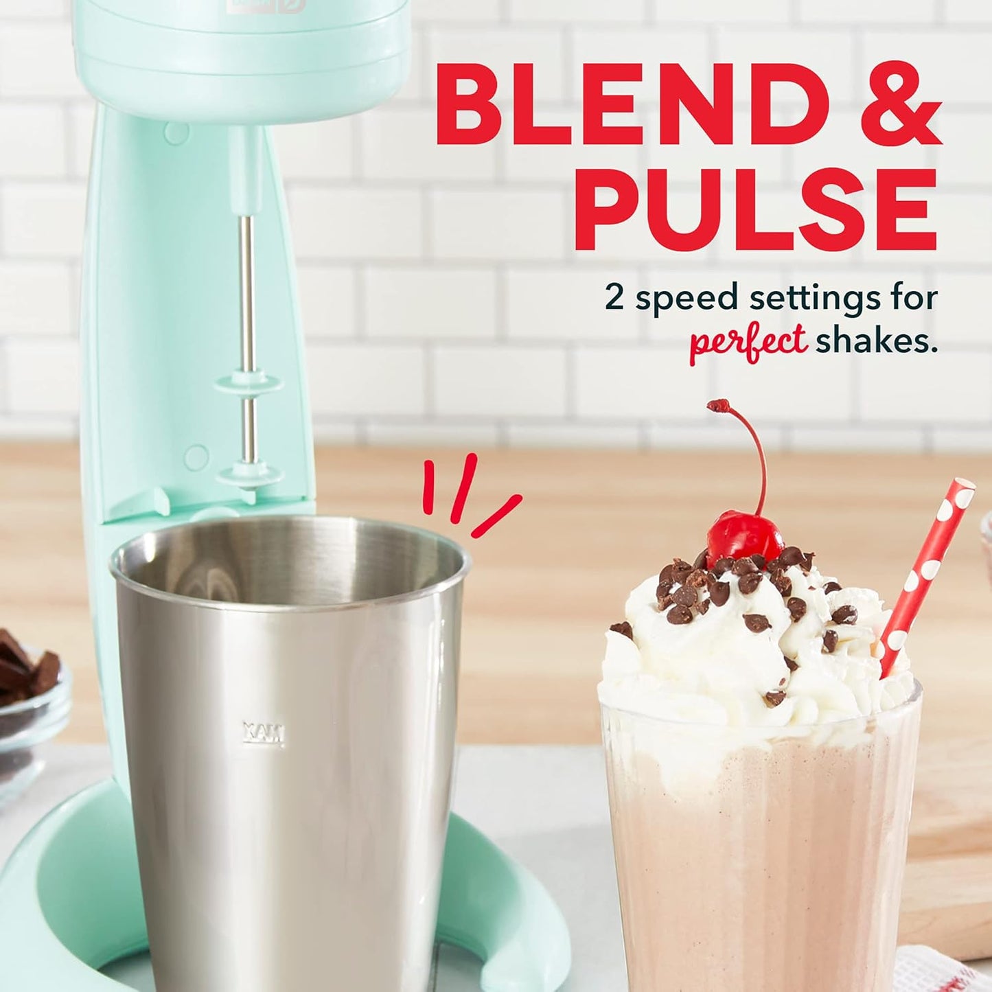 Dash Retro Milkshake Maker - 24oz for Malts, Soda Fountain Drinks, Protein Shakes, Whipping Omelets, 2-Speed + Pulse