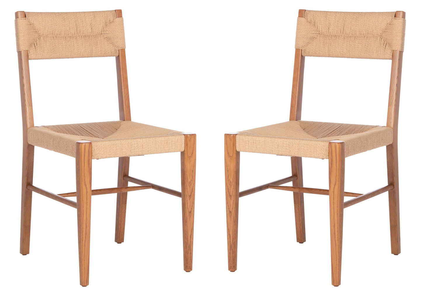 Safavieh Couture Home Collection Cody Natural Rattan Living Room Dining Accent Chair (Fully Assembled) -Set of 2 SFV4104B-SET2