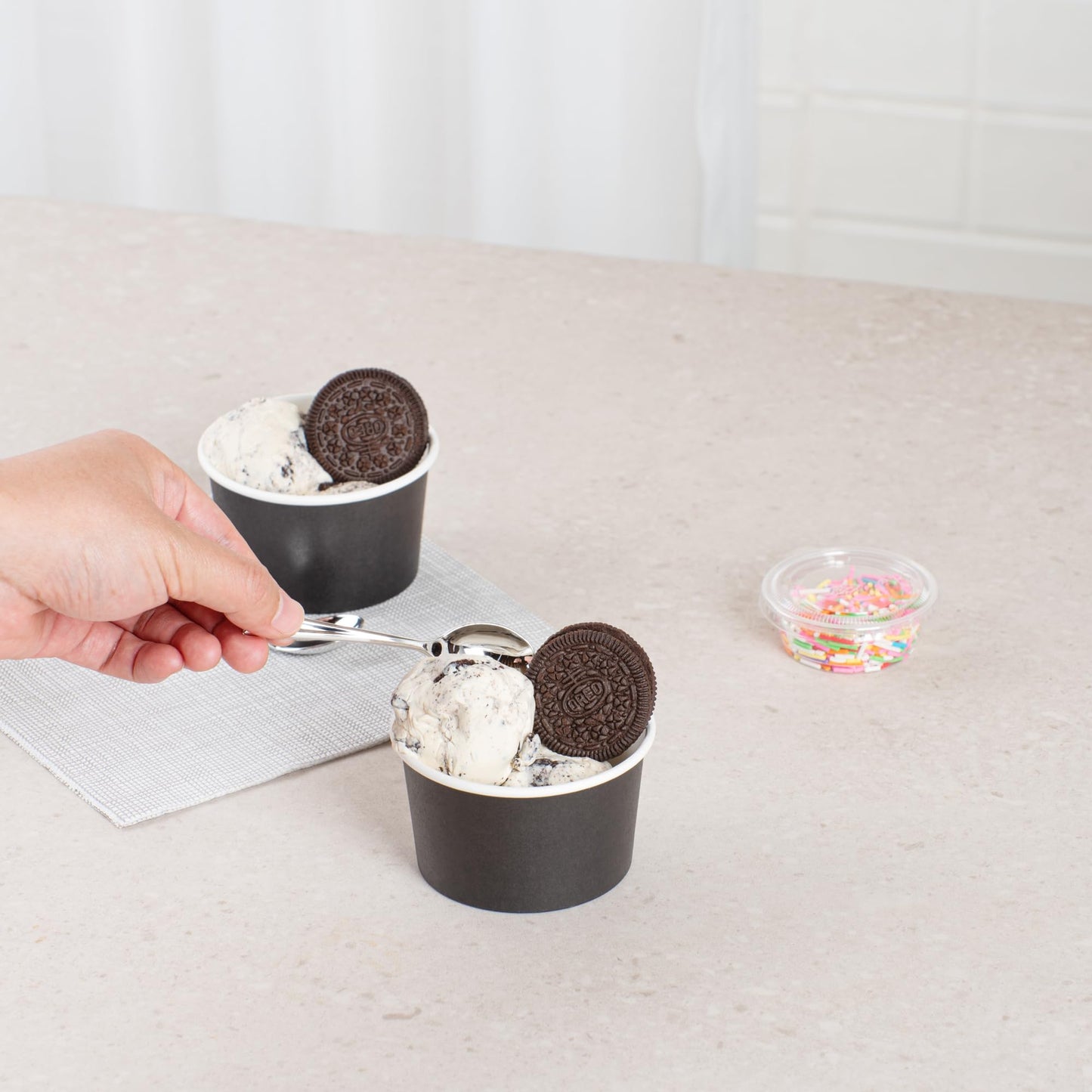 Coppetta 5-Ounce Dessert Cups, 200 Disposable Ice Cream Cups - Lids Sold Separately, Sturdy, Black Paper Frozen Yogurt Bowls, For Hot And Cold Foods, Perfect For Gelato Or Mousse - Restaurantware