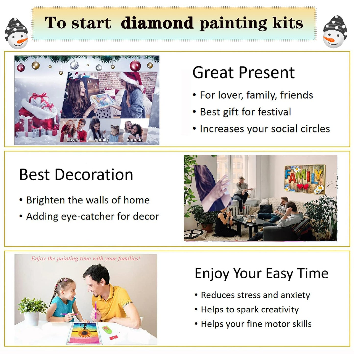 Tree of Life Diamond Art Kits for Adults - 4 Pack Scenery 5D Round Drill Diamond Painting Kits DIY Diamond Painting Gem Art Crystal Waterfall Diamond Art Painting for Home Wall Decor 12X16Inch