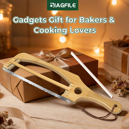 Adjustable Bread Slicer for Homemade Bread, 16.5'' Sourdough Bread Knife with Magnetic Adjustment Mechanism 5 Thickness Guides, Stainless Steel Serrated Bread Cutter for Bagels, Baguettes and More