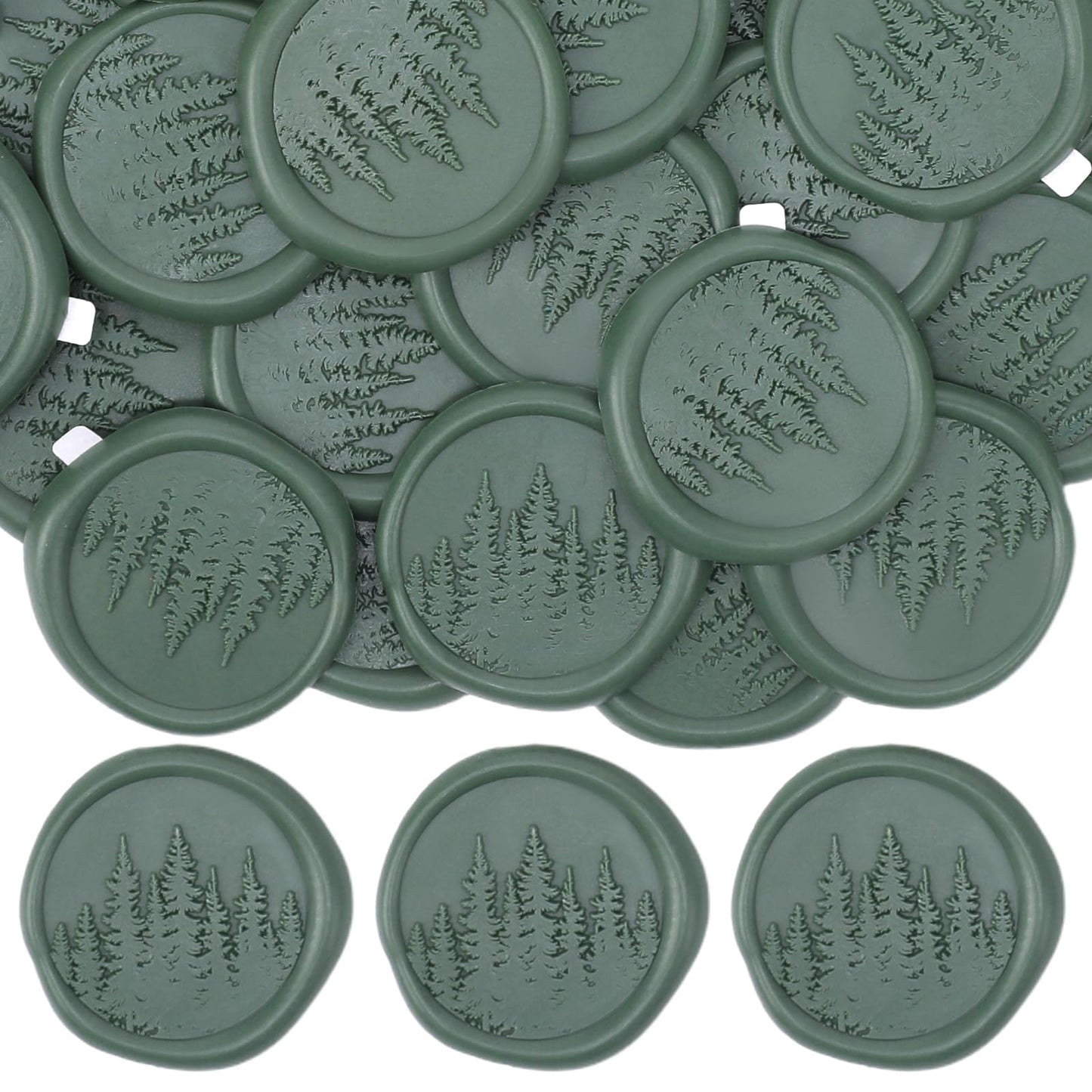 Green Tree Wax Seal Stickers - 50 Pcs Vintage Wax Seal Stickers for Wedding Invitation Party, Self-Adhesive Embossed Sealing Sticker for Envelope Birthday Christmas Gift Wrapping