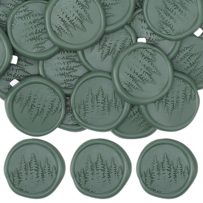 Green Tree Wax Seal Stickers - 50 Pcs Vintage Wax Seal Stickers for Wedding Invitation Party, Self-Adhesive Embossed Sealing Sticker for Envelope Birthday Christmas Gift Wrapping