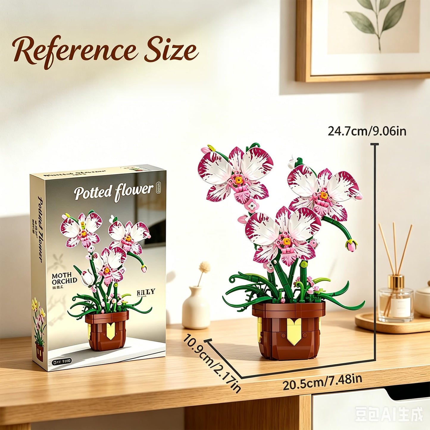 COZYMASS Orchid Building Block Set for Adults, Artificial Flower Plant Building Kit with Pot, Home, Kitchen, Dining Table Decoration, Creative Gift for Birthday (323 PCS)
