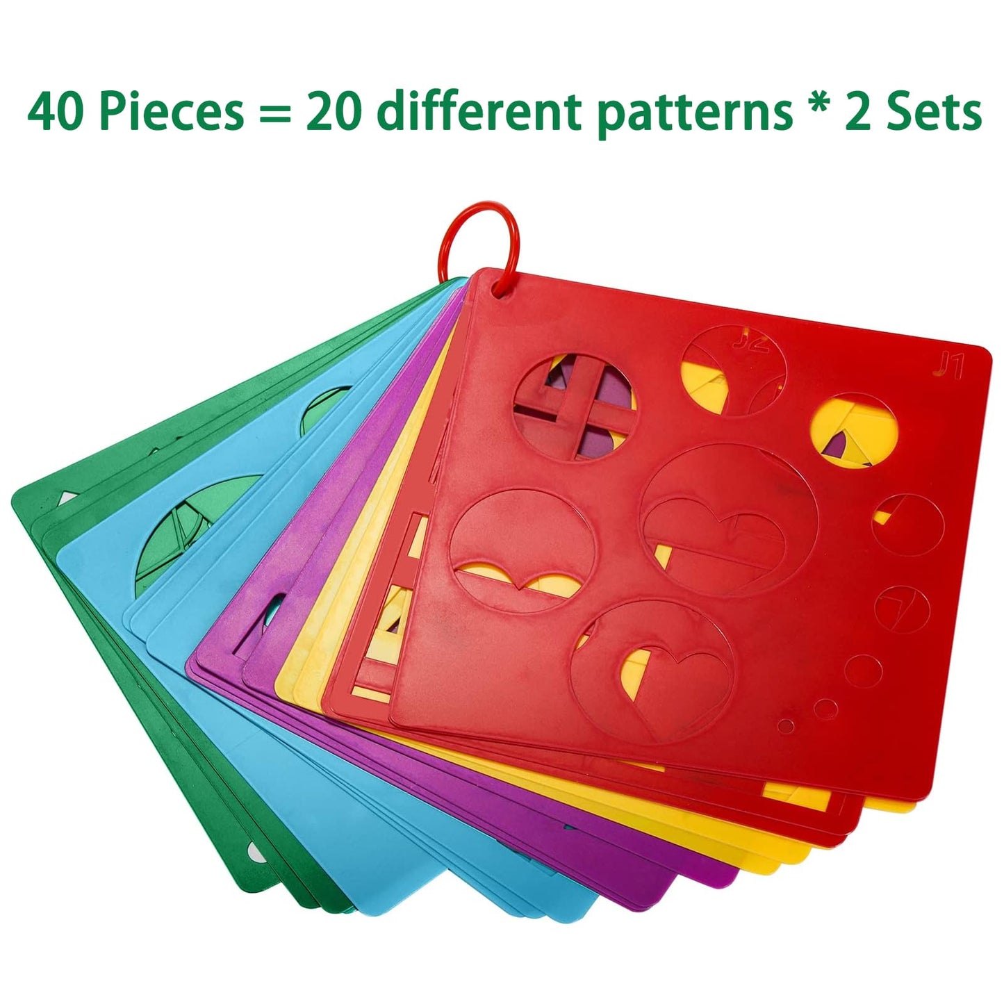 Peohud 40 Pieces Geometric Shaped Stencils, Simple Drawing Chalk Stencils, Colorful Art Painting Template Set for DIY Craft, 5.9 x 5.9 Inches
