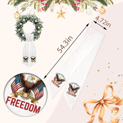 USA Patriotic Wreath Sash - Freedom Eagle Ribbon for Front Door | American Flag Decor