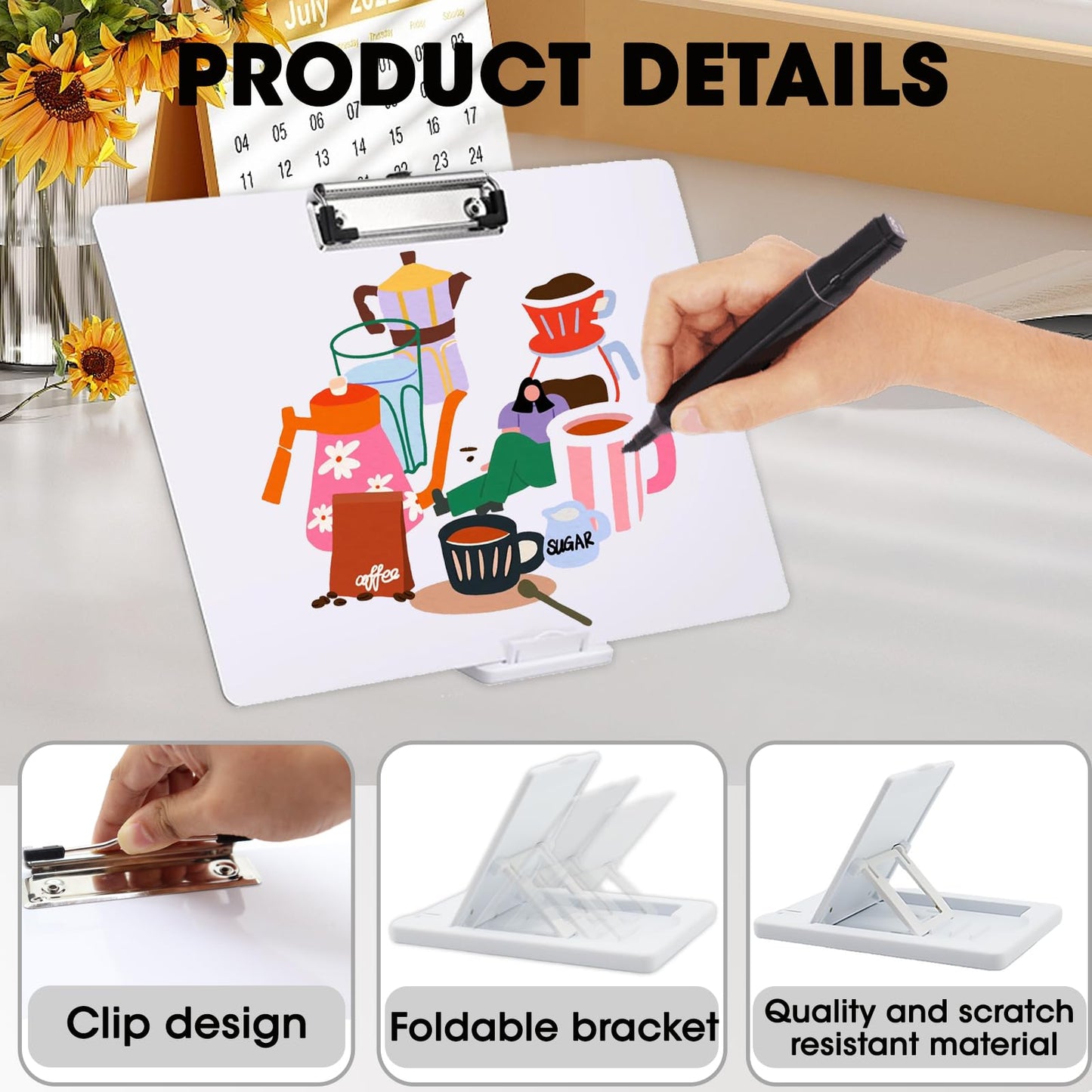 10 Pcs Back to School Writing Slant Boards with Stand, Adjustable Desktop Whiteboard, Dry Erase Clipboard, Reusable Handwriting Practice for Reading, Writing, Drawing and Studying