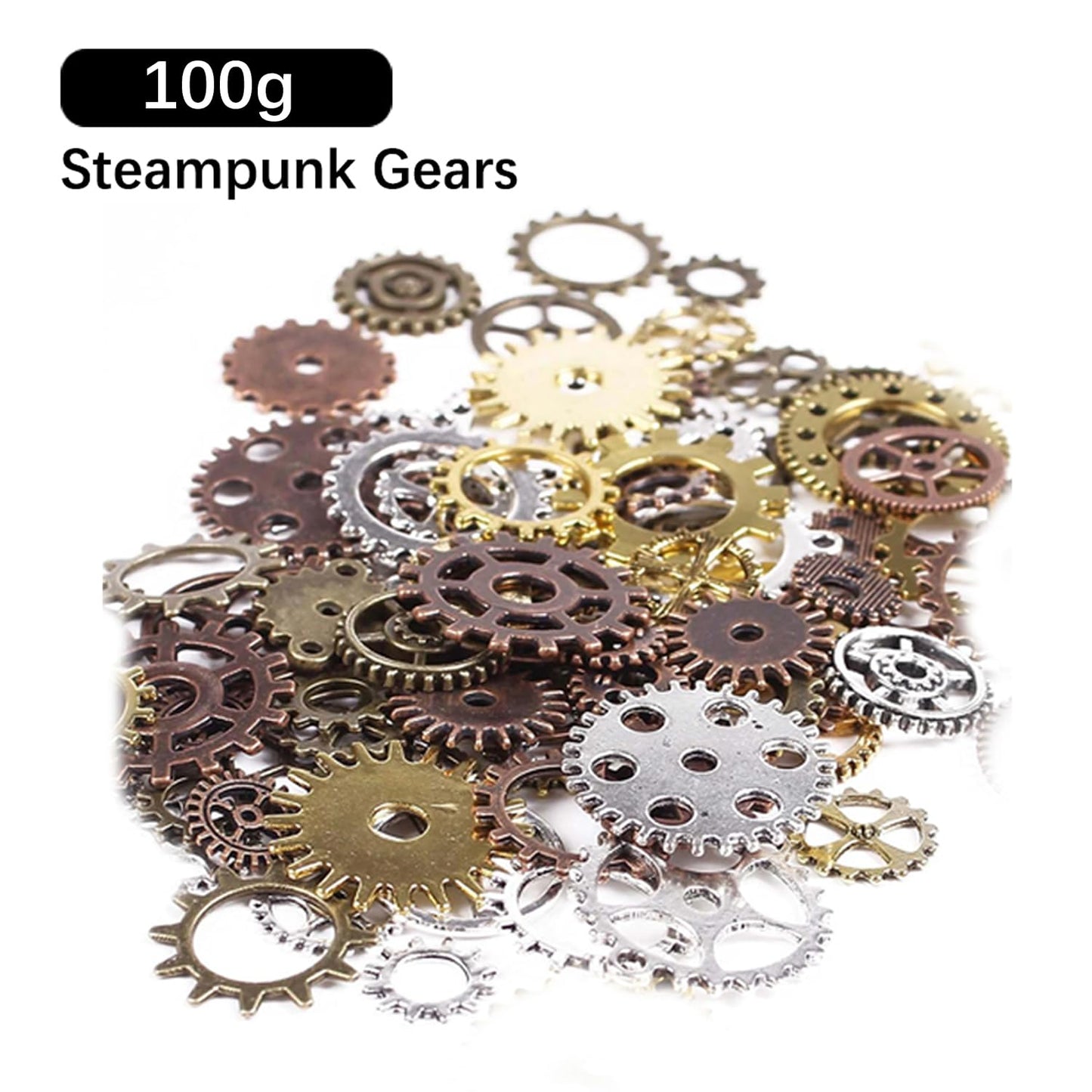9 Box Broken Crushed Glass Glitter, with 100 g Steampunk Gears,6.4oz/180g Irregular Shards Metallic Crystal Chips 2-4mm Chunky Flakes Sequins Gravel for Epoxy Resin Craft Supplies G009