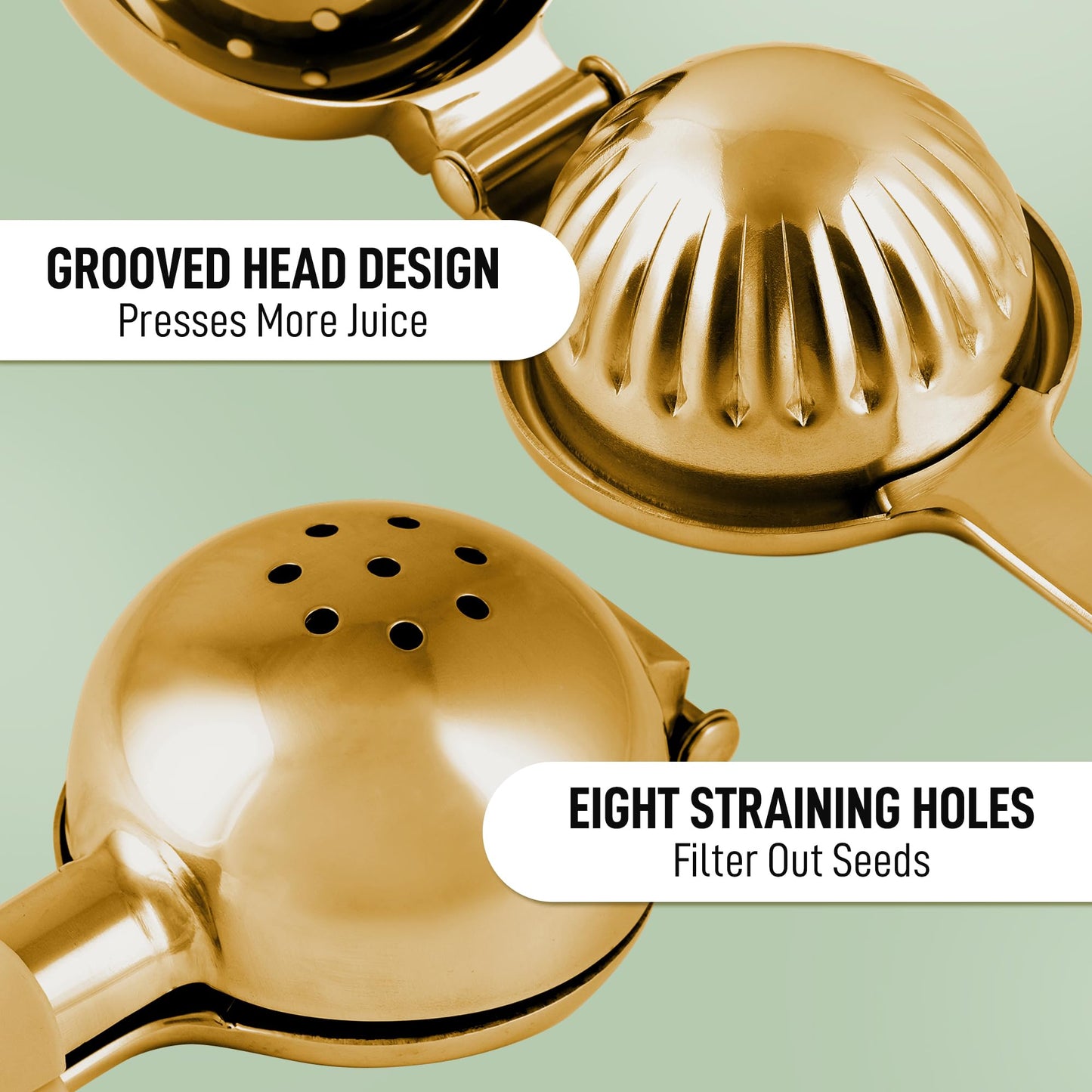 Zulay Lemon Squeezer Stainless Steel with Premium Heavy Duty Solid Metal Squeezer Bowl (Black Grip, Large)