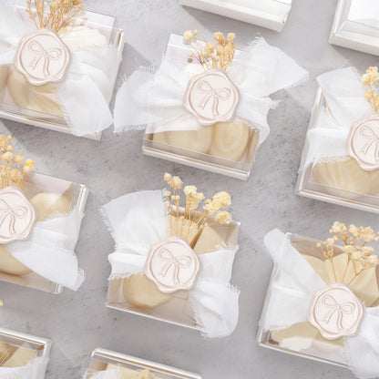 UNIQOOO 3D Bow Wax Seal Stickers - 50 Pcs Elegant Self-Adhesive Champagne Seals, for Wedding Invitations, Gift Wrapping Decals,Envelopes, Christmas & Party Decor, Greeting Cards