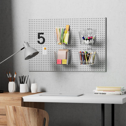 G.CORE Large Pegboard Cups Peg Board Storage Bin 6 Pack with Hooks, Square Box Shape Pegboard Cup Holder Accessories for Garage Workbench/Craft Room/Office/Playroom/Home Kitchen Organization (Clear)