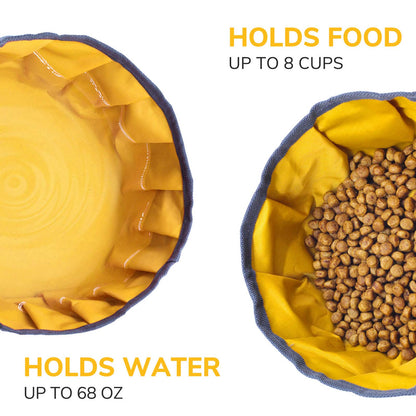 LumoLeaf Collapsible Dog Travel Bowl, 2 Packs Large 68oz/80oz Lightweight Foldable Bowl, Water and Food Bowls for Pets Dogs Cats with Zipper (8+10 Cups)