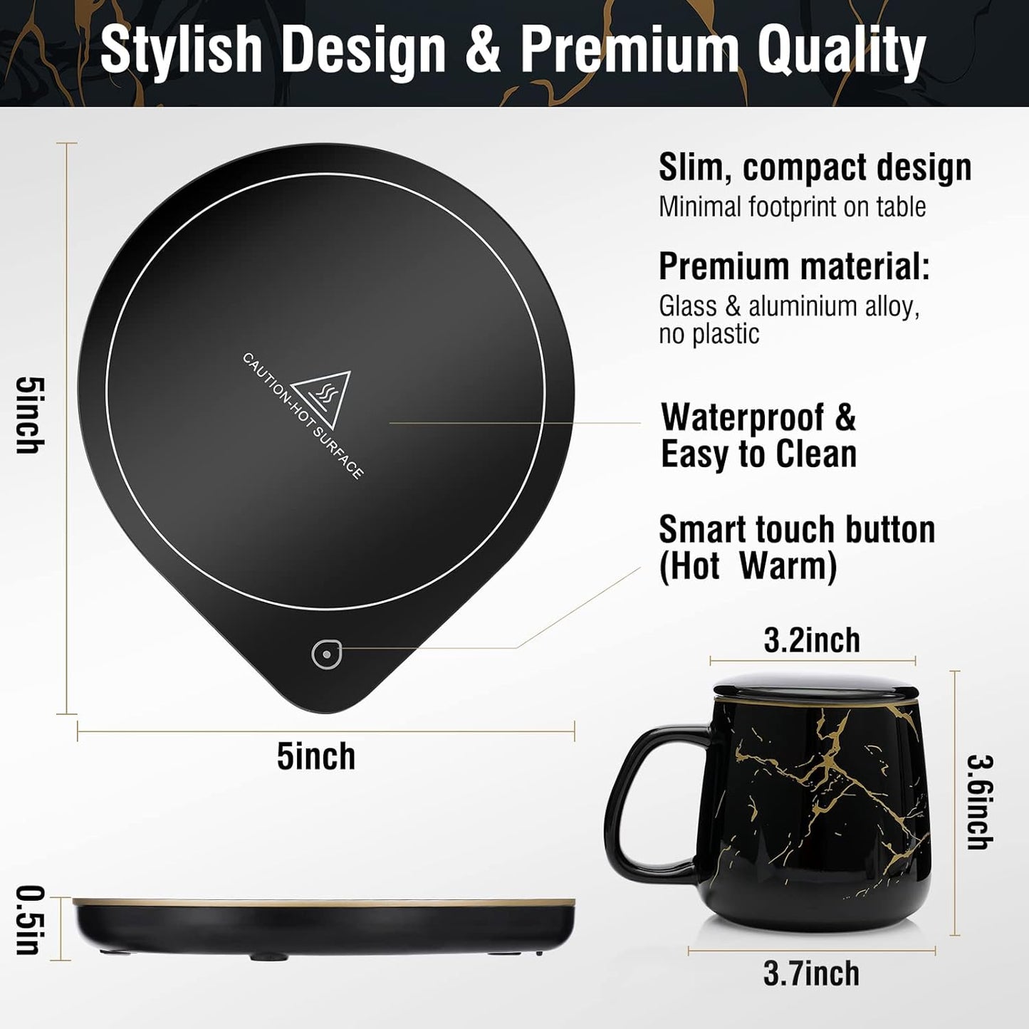 NBBRDDN Set, 2 Settings, Set Coffee Mug Warmer & Mug Coffee Cup Warmer with Temperature Electric Coffee Warmer for Desk