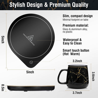 NBBRDDN Set, 2 Settings, Set Coffee Mug Warmer & Mug Coffee Cup Warmer with Temperature Electric Coffee Warmer for Desk
