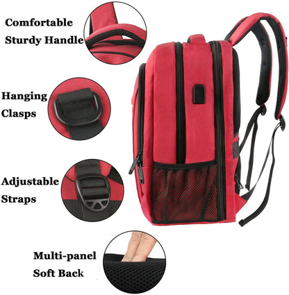 MATEIN 17 Inch Laptop Backpack for Women, Extra Large TSA Friendly Backpack with USB Charging Port, Anti Theft Carry On Flight Approved Business Work Travel College Computer Backpack Bag,Red
