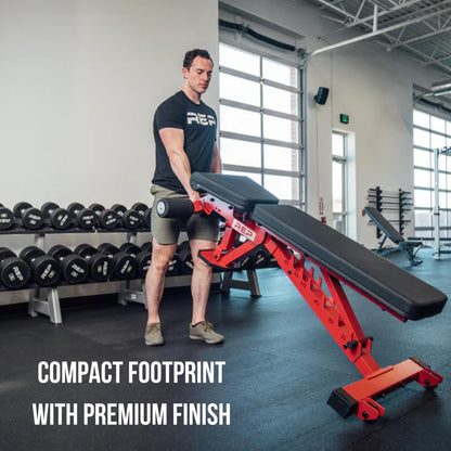 REP Foldable Incline Decline Bench | FID Platform for Home Gym | Compact Portable Fitness Stationary Equipment | Heavy Duty Strength Training Chair | Adjustable Sit-up Dumbbell Workout Support, Red