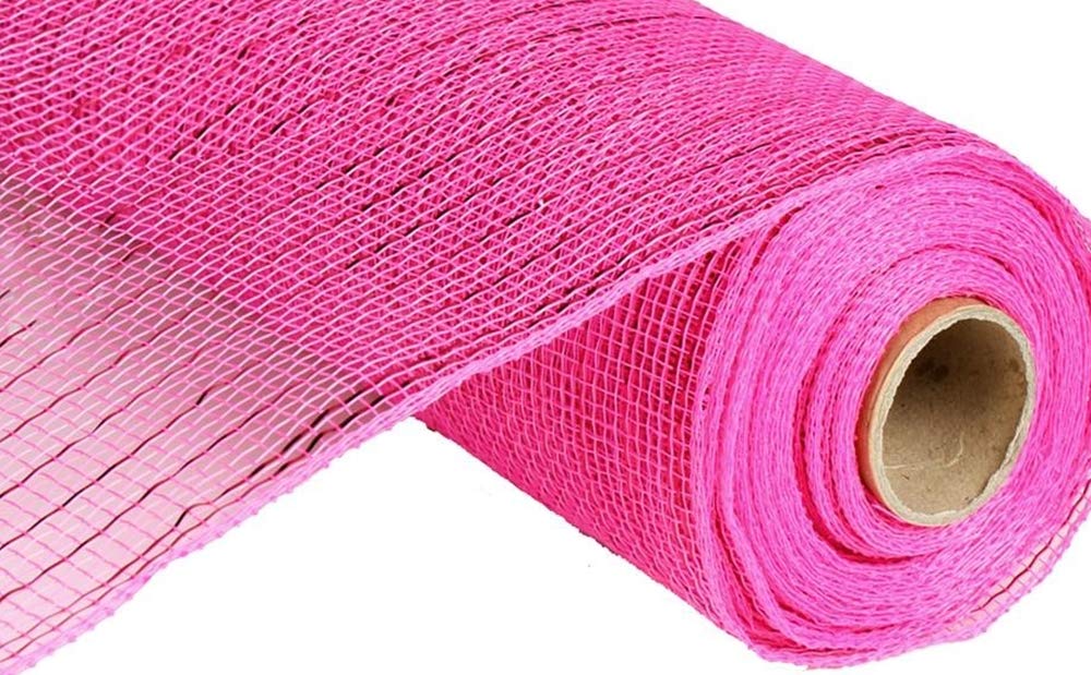Craig Bachman Hot Pink Metallic Deco Mesh, 10" x 10 Yards, Wired Edge Polypropylene Wreath Making Supplies for Garland, Swag, and Floral Design