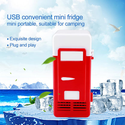 Mini Fridge, Portable Cooler and Warmer, LED USB Refrigerator for Drinks and Beverage Cans