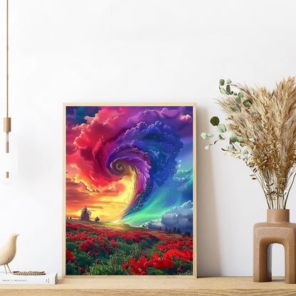 PUAGEMTI Rainbow Tornado Diamond Art Kits for Adults, Diamond Painting Kits 5D Full Drill Diamond Art Canvas Painting Kit for Beginners Home Wall Decor (12x16 inch)