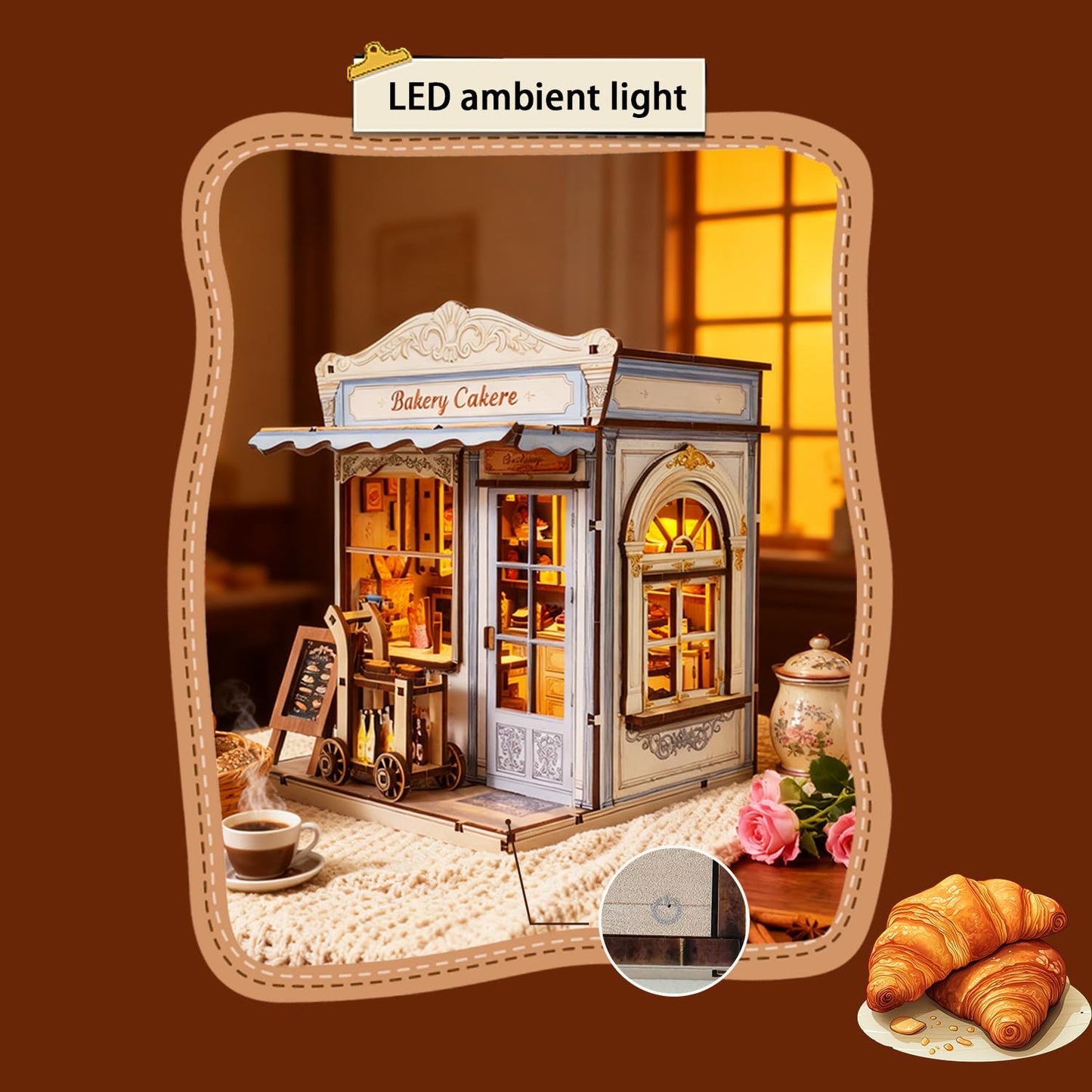 Qvtekn Book Nook Kits for Adults - DIY Miniature Bakery & Patisserie Dollhouse |Cozy 3D Wooden Puzzle, a Thoughtful Gift for Easter,St. Patrick’s Day, Holidays, Family, Friends, Girlfriend&Classmates