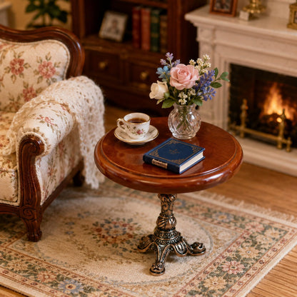 LUOZZY Miniature Wooden Round Table Model for 1:12 Dollhouse Accesories Miniature Side Table Dollhouse Furniture Decoration