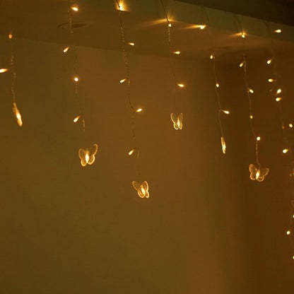 Butterfly Curtain Lights, 6.6ft 48 LED 10 Butterflies USB 8 Modes Window Fairy Lights Twinkle String Lights with Remote Timer for Bedroom Wedding Party Holiday Decor (Warm White)