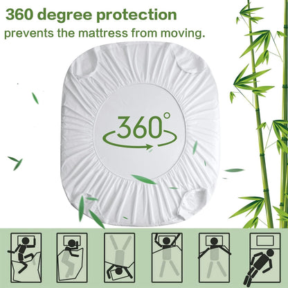 MERITLIFE Premium Waterproof Twin XL Mattress Protector | Noiseless Cooling Bed Cover | Soft Washable (White, Twin XL)